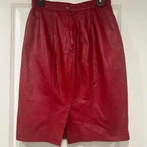 Vintage 80’s Lord & Taylor Taylor Red Leather Pencil Skirt